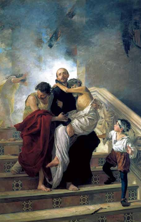 Manuel Gómez-Morenzo González: Istenes Szent János menti a betegeket a tűzből, 1880, Museo de Bellas Artes, Granada