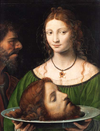 Bernardino Luini: Salome Keresztelő János fejével, 42x55 cm, Bécs, Kunsthistorisches Museum