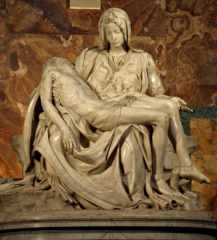 Michelangelo: Pieta (1499), amely a római Szent Péter-bazilikában látható.